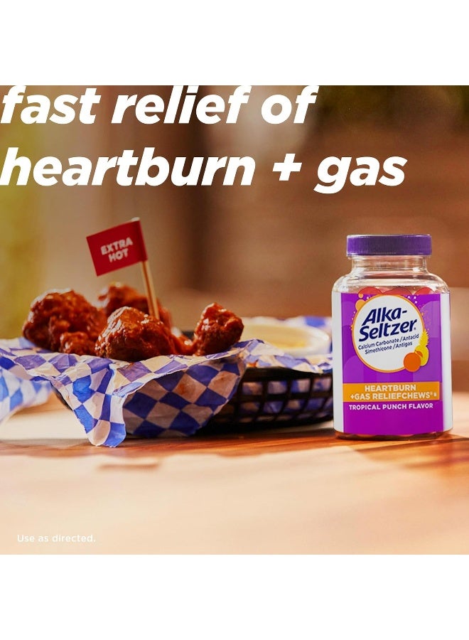 Alka-Seltzer Heartburn Relief and Gas Relief Chews Antacid Tablets for Acid Indigestion Bloating and Pressure, 180 Count, Tropical Punch - Image 2